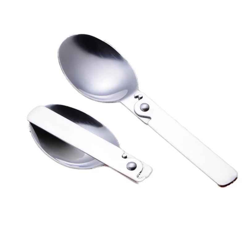 

Stainless Steel Folding Spoon Portable Travel Tableware Soup Spoon Ice Cream Dessert Spoon Coffee Tea Spoon Kitchen Tool