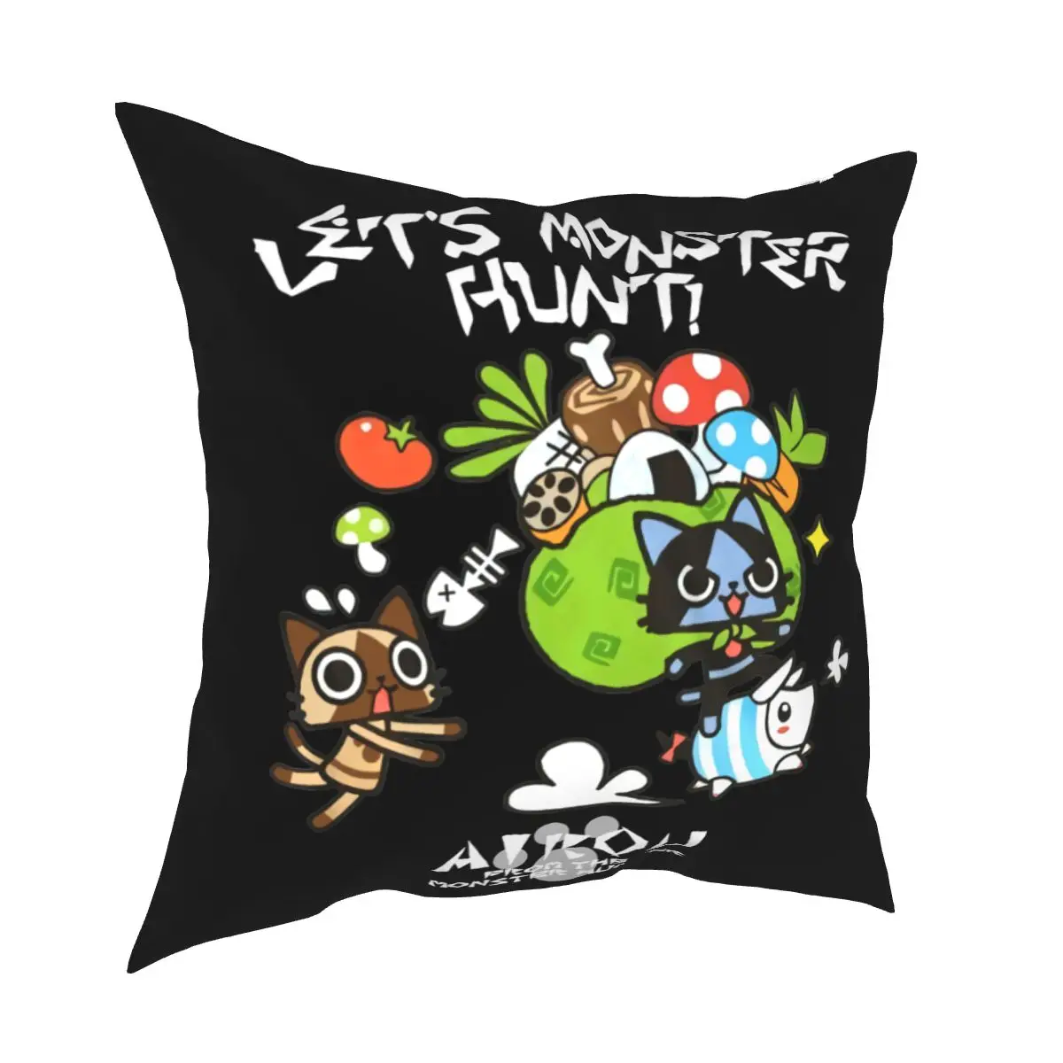 Фото Мягкая Наволочка Monster Hunter позволяет наволочке Monster Hunter Airou с изображением картины, наволочка для комнаты с защитой от клещей, высокое качеств... №1