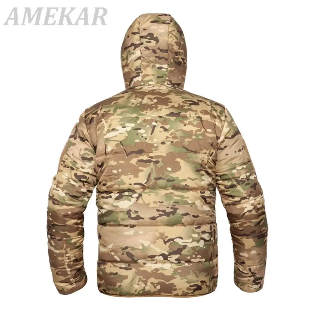 Men's Winter Down Jacket Hooded Cotton Parka Military Camouflage Autumn Warm Thermal Male Winter Light Weight Jacket Cargo Coat