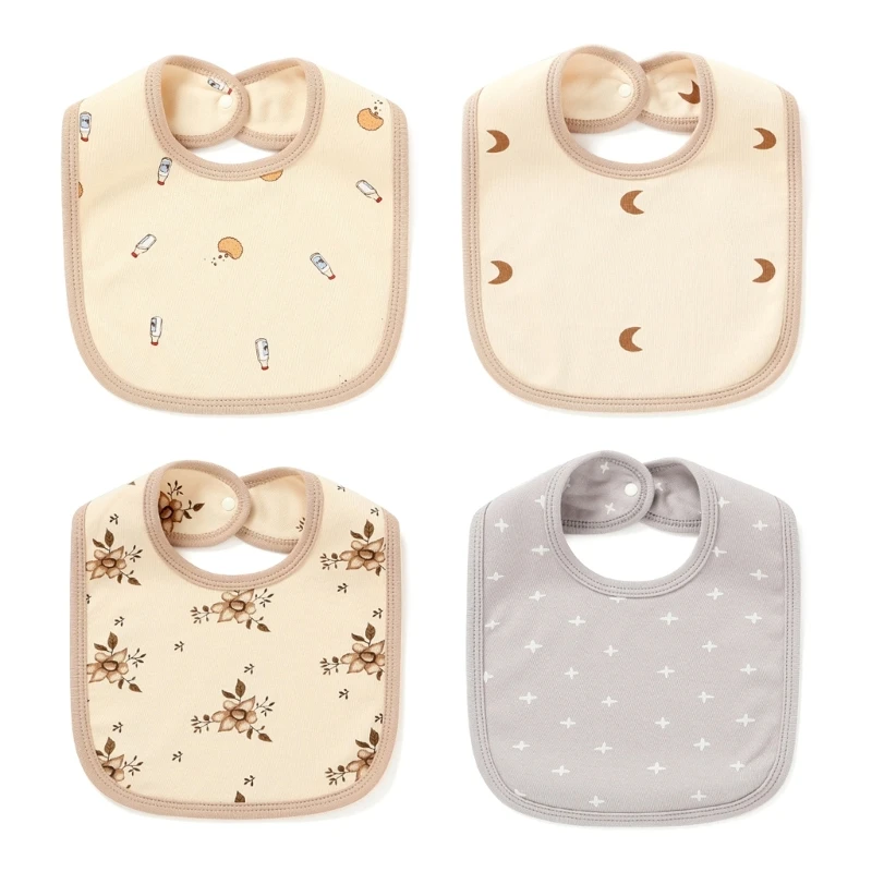 

Breathable Baby Bib Newborn Drooling Bib Infant Teething Towel with Snap Button