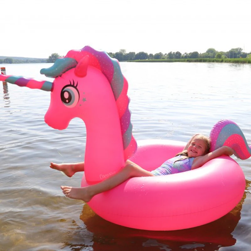 

2 Color Inflatable Pegasus Swimming Ring Pink And White Unicorn Swimming Circle Raft for Kids Summer Holiday Beach Pool WaterToy