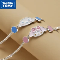 takara tomy hello kitty white copper plated s925 silver couple bracelet girls cartoon cute adjustable sweet bracelet accessories