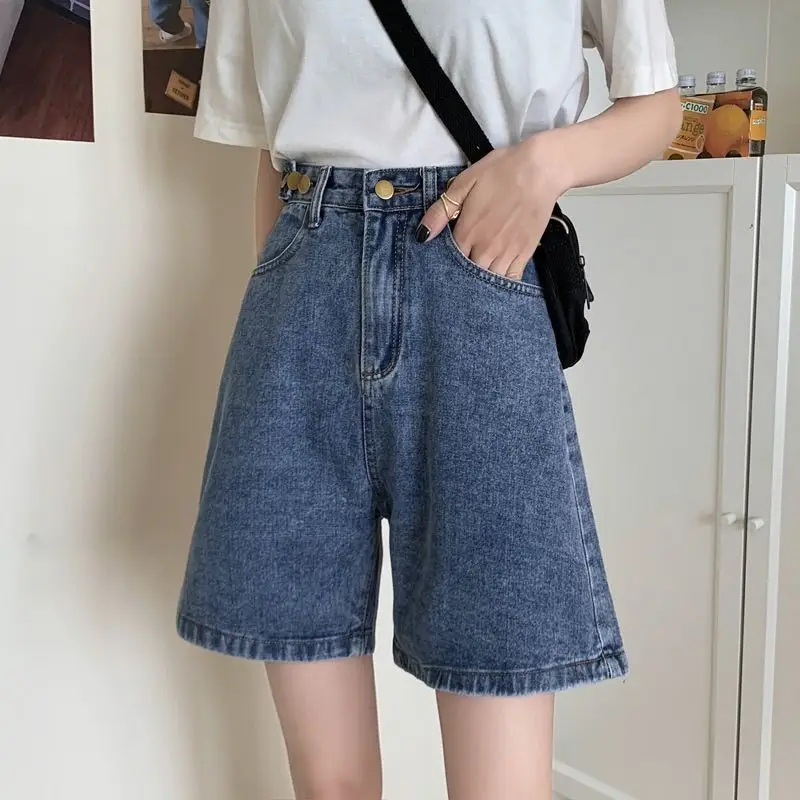 Женские свободные джинсовые шорты BRIDGEWATER прямые широкие брюки с высокой талией в