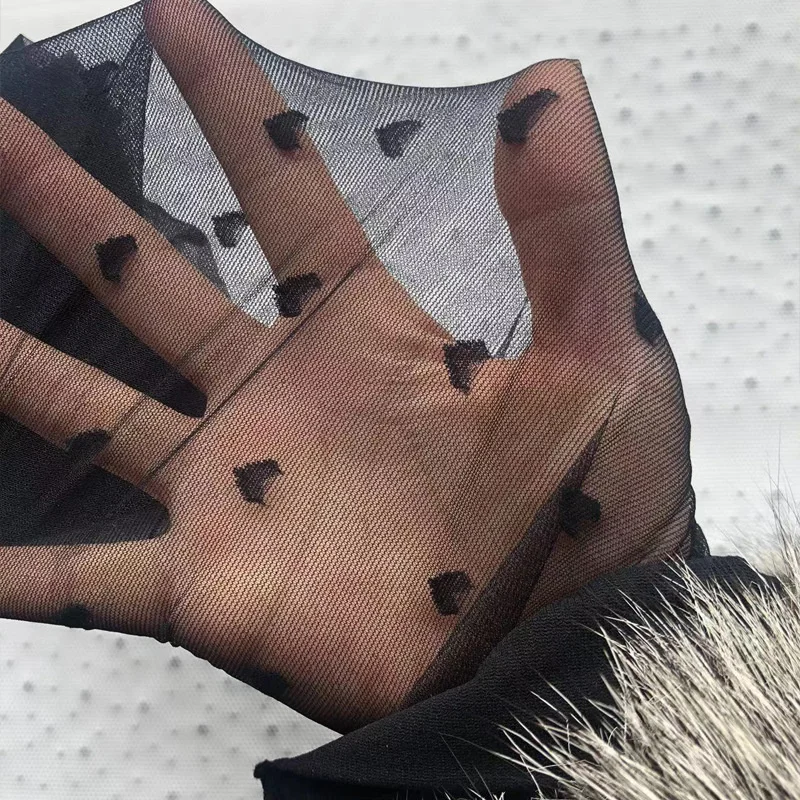 Женские Прозрачные шелковые черные колготки с вышивкой Love летние тонкие