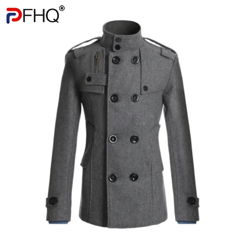 

PFHQ 2023 New Trendy Men's Woolen Jackets Luxury Overcoat Fashion Gentleman Male Double Breasted Thickened Coat Autumn 21Q4488