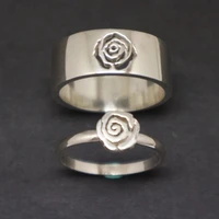 silver plated hollow rose flower rings for lovers rings engagement wedding ring proposal ring men womens jewelry gifts