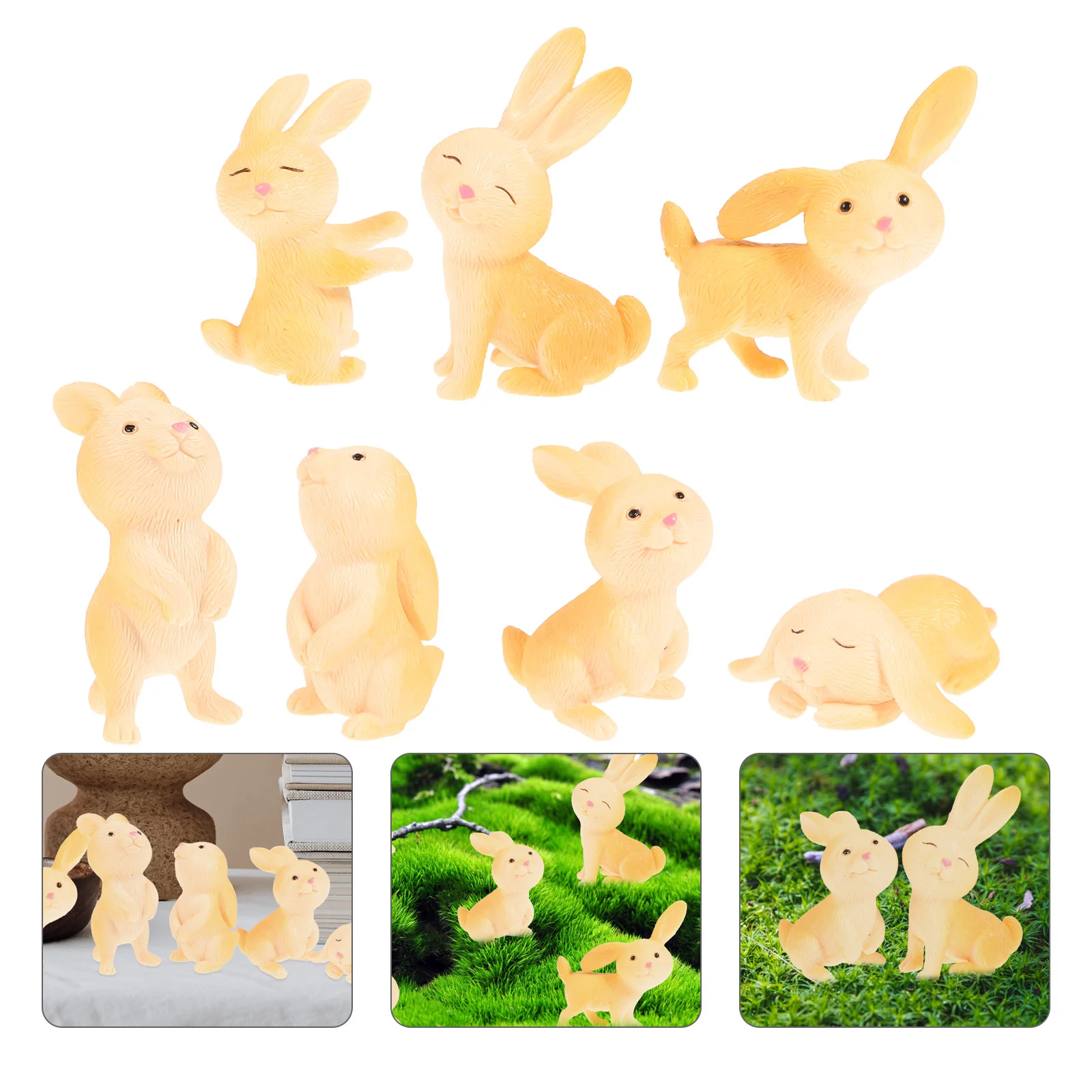

7 Pcs Desktop Baby Outdoor Toys Fengshui Bunny Figurine Cartoon Rabbit Ornament