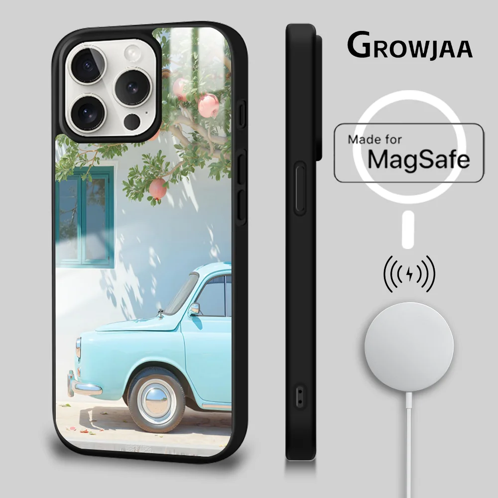 Винтажный автомобильный чехол для телефона A-AIGC iPhone 16 15 14 13 12 11 Pro Max Plus Mini Magsafe Mirror