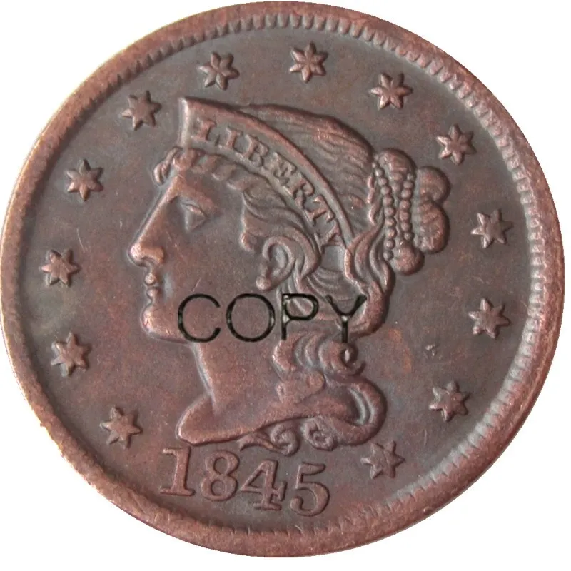 

US Coins 1845 Braided Hair Large Cents 100% Copper Coins