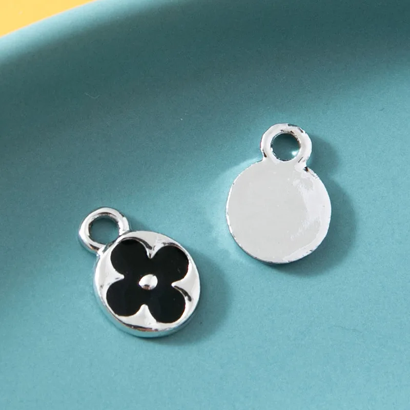 

10Pcs Enamel Clover Charm Silver Plated Pendant for Jewerly Making Bracelet Findings Women Necklace Earrings Accessories Craft