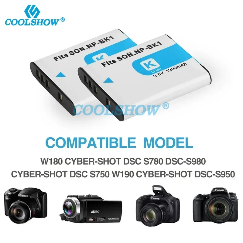 NP-BK1 NP BK1 Аккумулятор для SONY Cyber-shot S750 S780 S950 S980 W180 W190 W370 MHS-PM1 CM5 NPBK1 1200 мАч Аккумуляторы