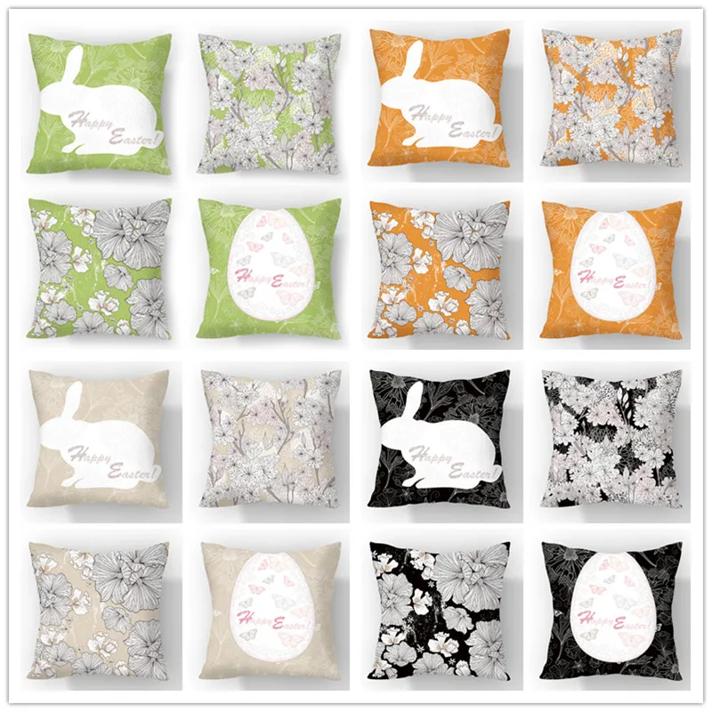 

45x45cm Easter Bunny Pillowcase Rabbits Pillow Cover Party Decoration Spring Easter Decoration 2023 Easter Eggs Cushion Cover