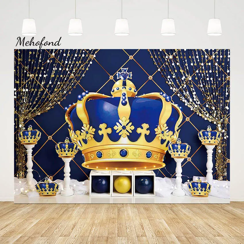 Mehofond Little Prince Royal Crown Backdrop Blue Boy 1st Bir