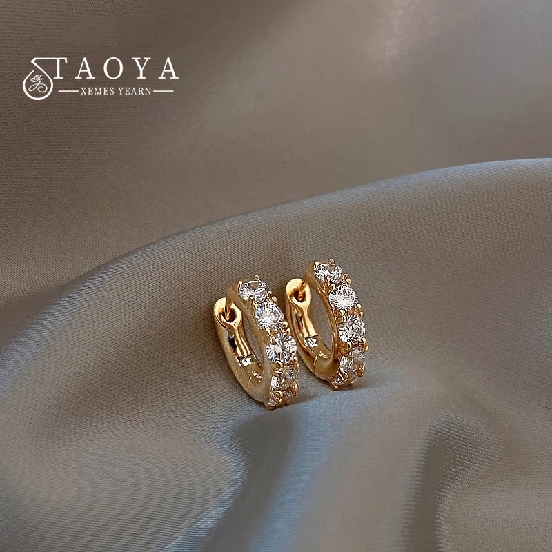 

2023 Shiny Zircon Gold Color Circle Hoop Earrings for Women‘s Fashion Jewelry Girls with Exquisite Ear Accessories Luxury Gift