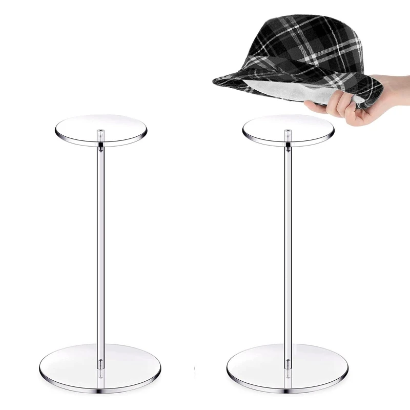 

X6HE Clear Acrylic Hat Stand Wig Display Holder Acrylic Display Riser Round Jewelry Watch Display Pedestal Riser Stands Home