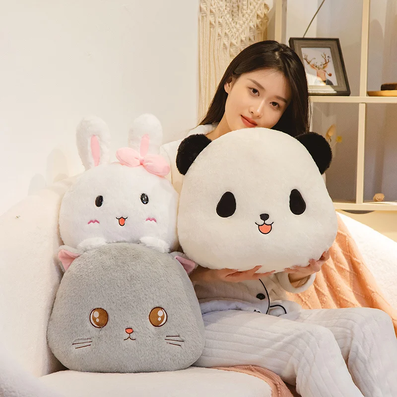 Sleeping Panda Bunny Plushie Toy Pillow Stuffed Animal Cat Rabbit Throw Pillow Home Decor Gift for Girl School Nap Pillow images - 6