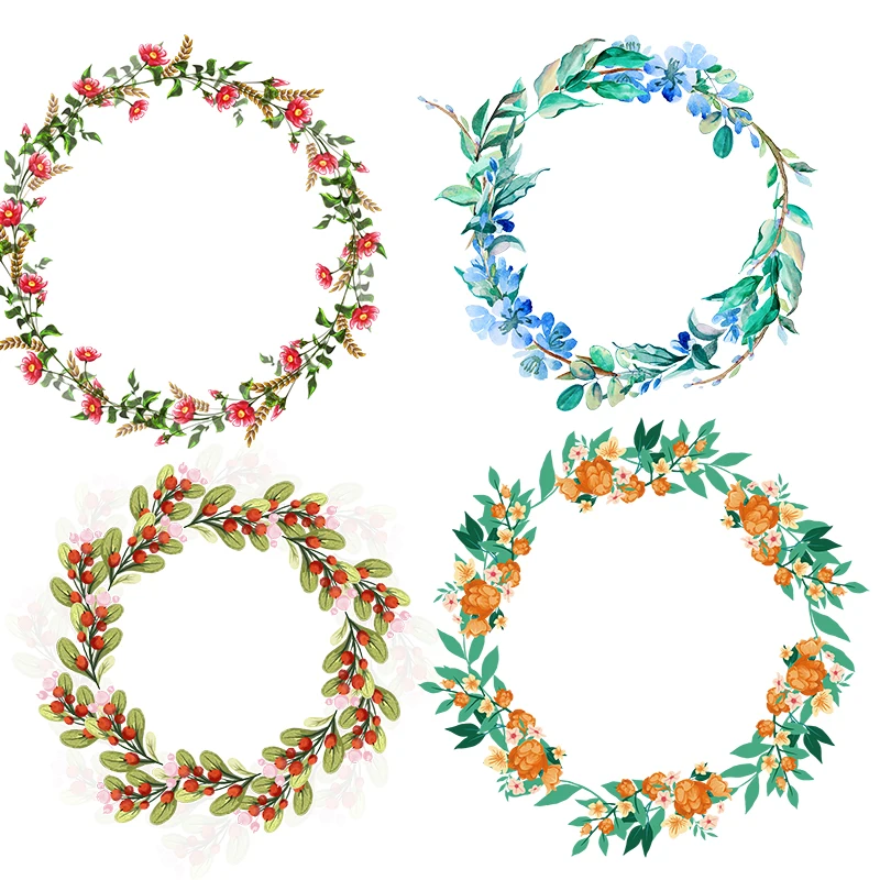 

QCF225 Pastoral style wreath elegant wall sticker art for home decoration Celebration decoration Decal