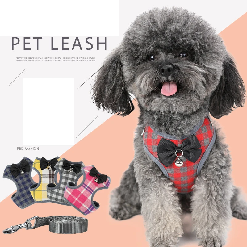 

Tank Top Pet Chest Strap New Anti Release Traction Rope Cat Teddy Pet Plaid Chest Strap