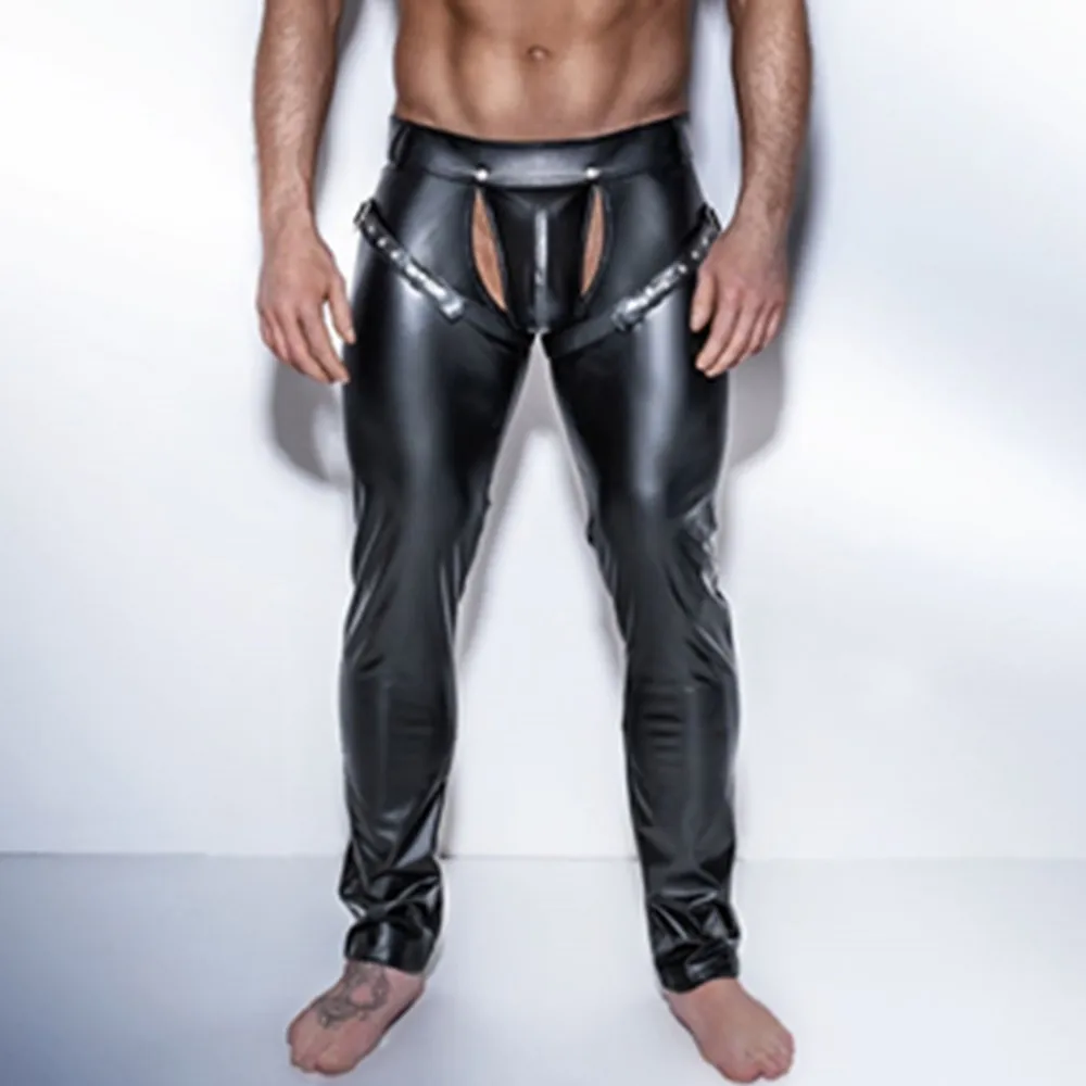 

Мужские Фетиш латексные леггинсы эротические брюки с открытой промежностью для танцев на шесте сексуальные брюки с мокрым внешним видом из...
