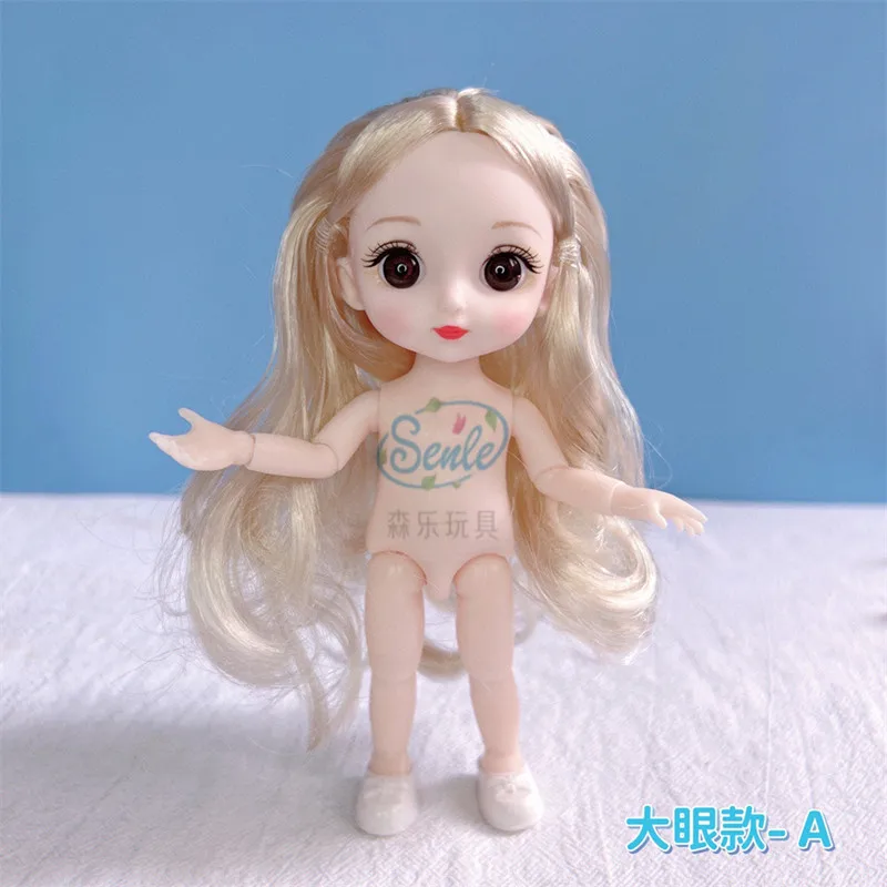 

16cm 8 Points Bjd Doll Body Play House Girl Princess Toy 13 Joints Big Eyes Small Naked Baby Children's Toys Birthday Gift
