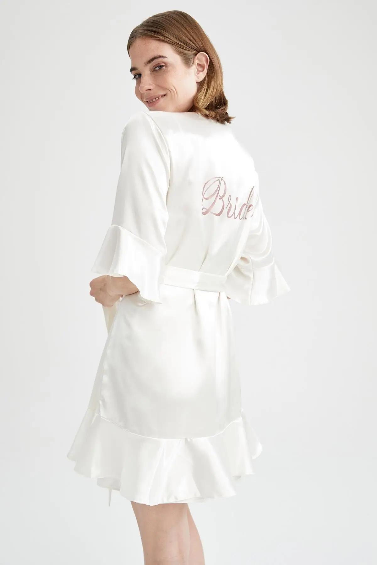 

Dressing Gown flywr Detailed Bride Satin Bride Belted Fashion Robe Robe Sexy Peignoir Kimono Bride Sleepwear Night Gown