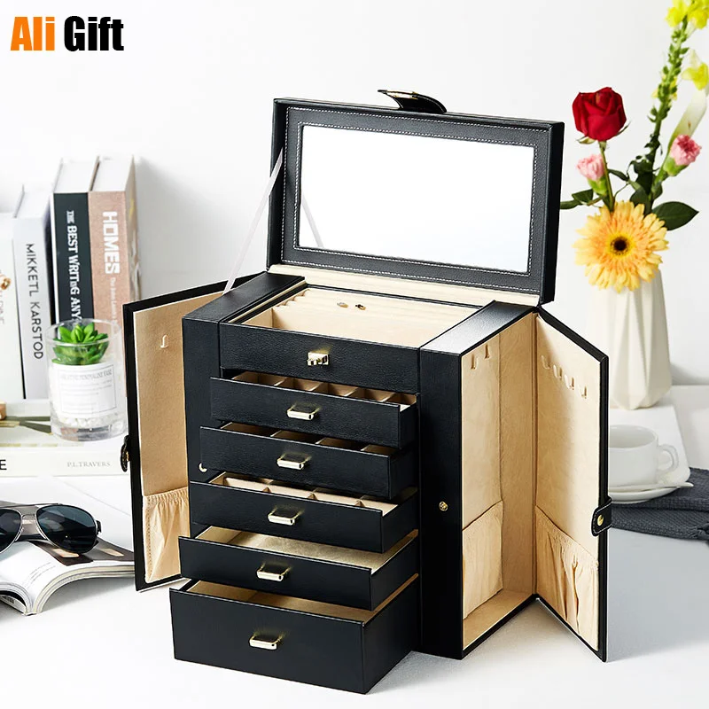 Высококачественное украшение большая емкость Европейский принцесса корейский кольцо с орнаментом коробка для хранения ювелирных изделий подарок органайзер для макияжа