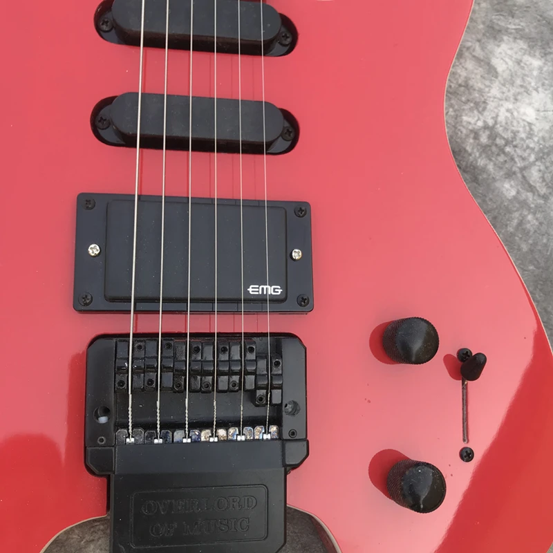 Электрическая гитара без головы 6 струн красного цвета в форме стейнбергера
