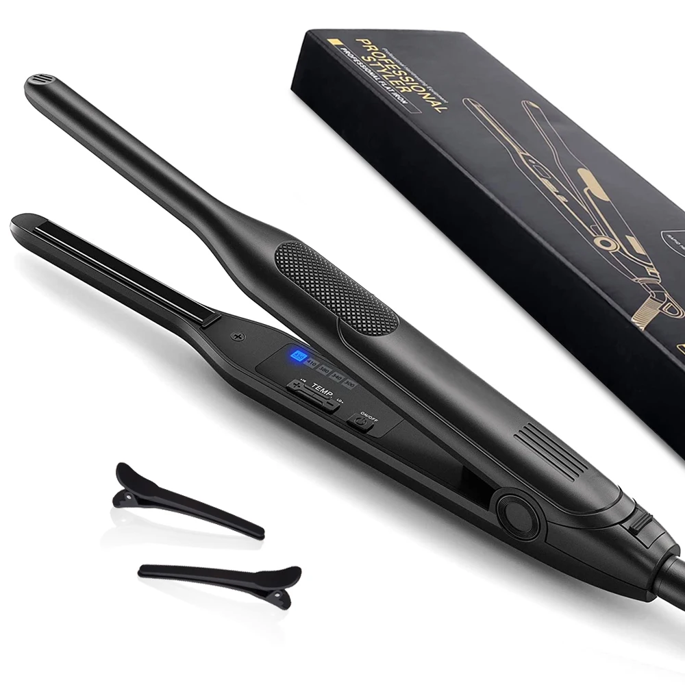 Flat Iron 2 In 1 Ceramic Thinnest Narrow Plate 450°f Hair Straightener For Short Hair Beard Style