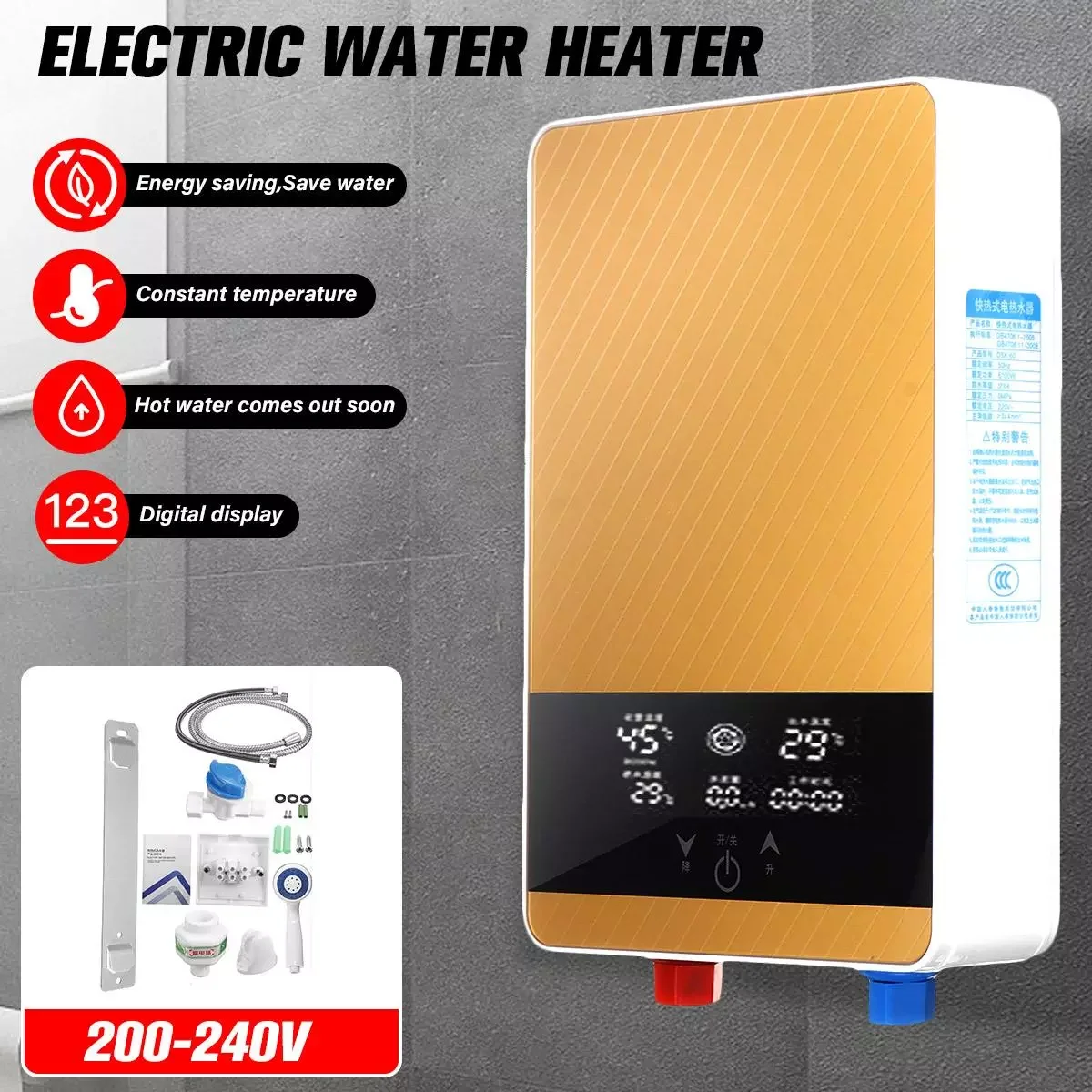 

NEW 110V-220V 6000W Instant Electric Water Heater Home Intelligent Constant Temperature Fast Heating Small Shower Bath Machine