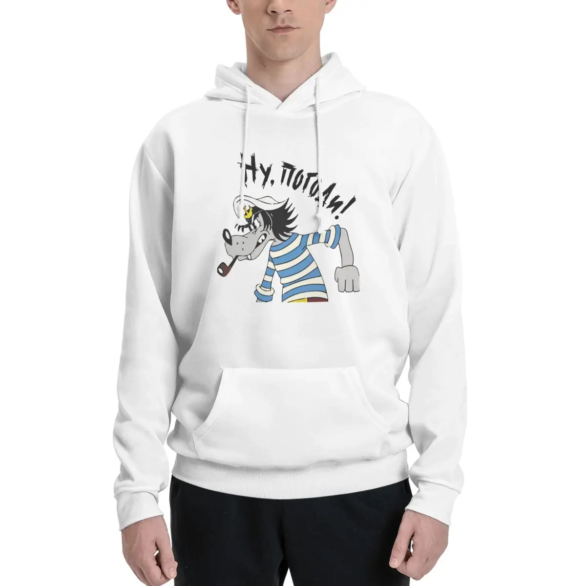 Nu Pogodi Hase Wolf Wodka Russland Russia Putin CCCP Sowjet Jumpers Hoodies Funny anime Pogodi! Casual Hooded for men
