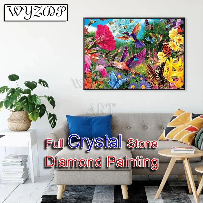 

5D Diy Diamond Painting Hummingbird Full Crystal Square Mosaic Embroidery Cross Stitch Kit AB Diamond Art Crystal Home Docer 712