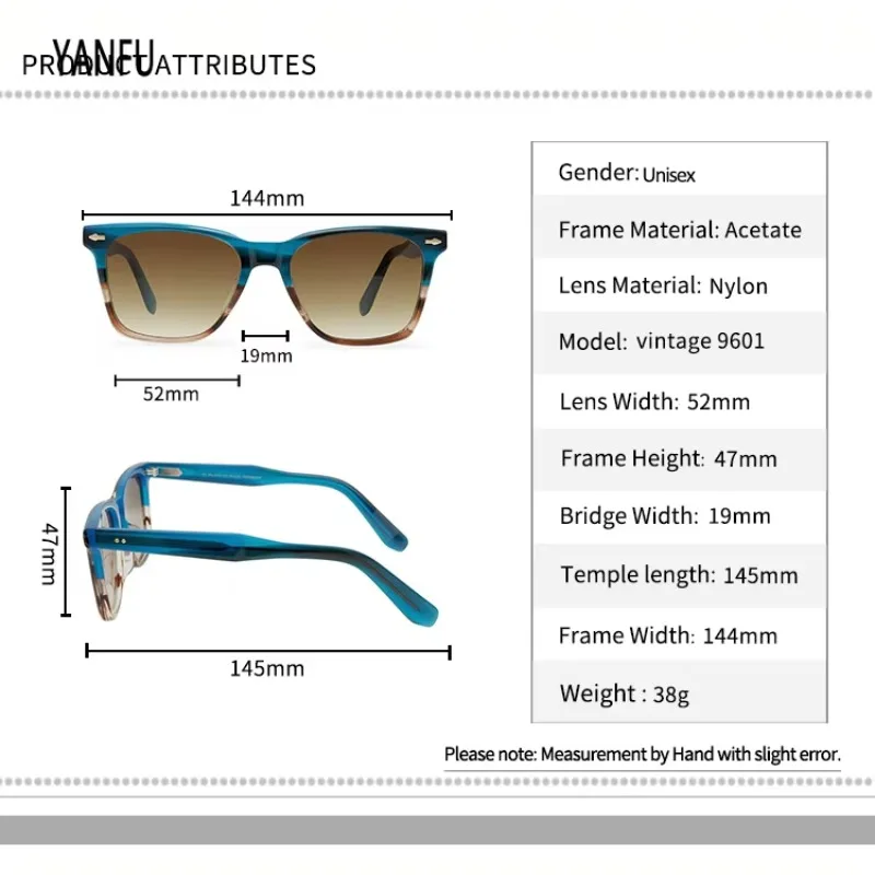 Большие винтажные квадратные солнцезащитные очки из черного ацетата для мужчин