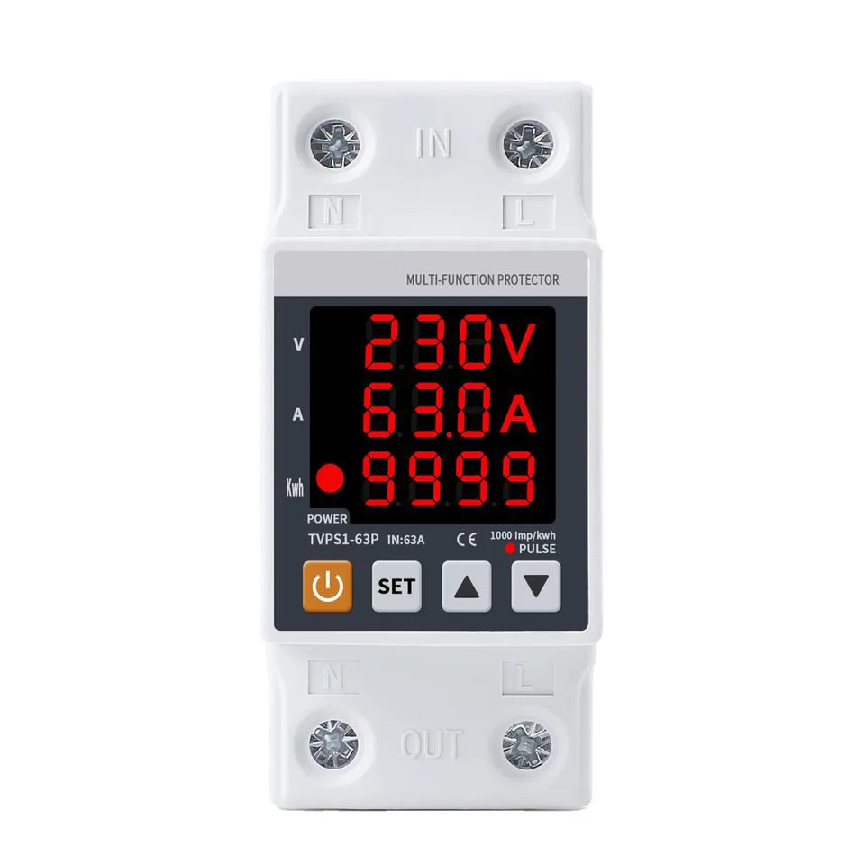 

Защита от перенапряжения на направляющие 63 А, защита от перенапряжения 140-300 В, реле напряжения 220 В, защита от перегрузки по току, кВтч, измери...