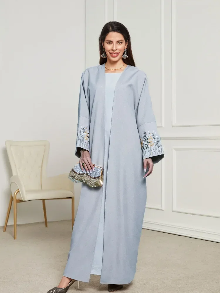 Мусульманская Абая с цветочной вышивкой для женщин платье Ид Марокко Рамадан