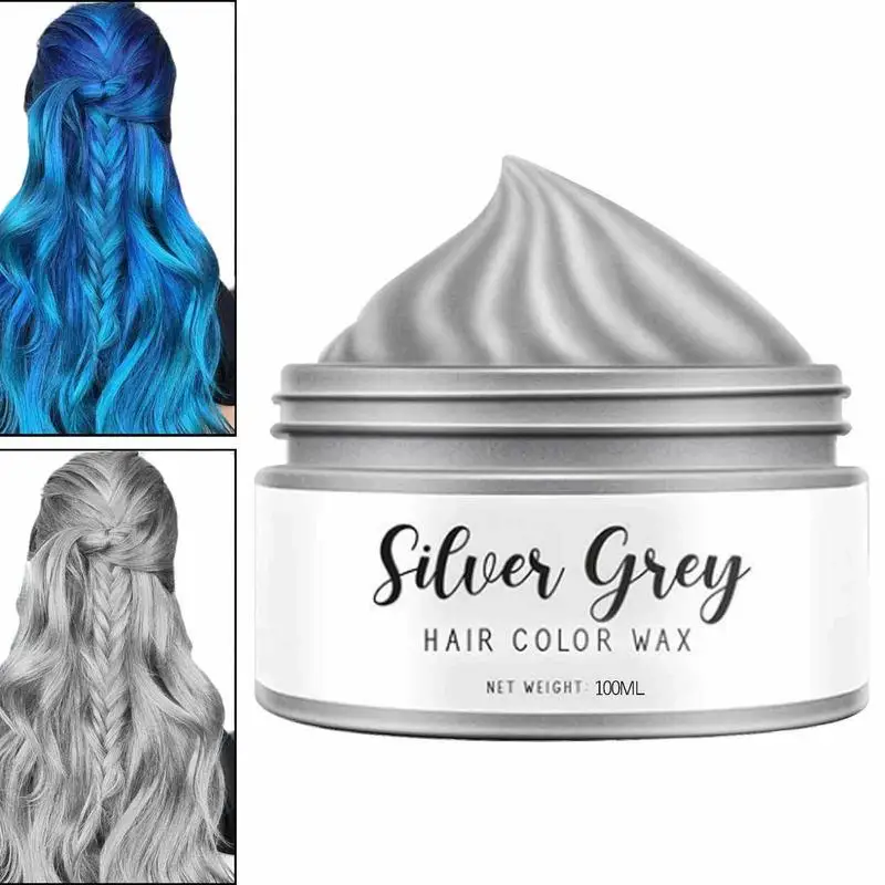 

Silver Gray Hair Color Wax | Instant Hair Styling Cream Mud | Hair Coloring Wax Mud for Men and Women Smooth Moisturizing and Wa