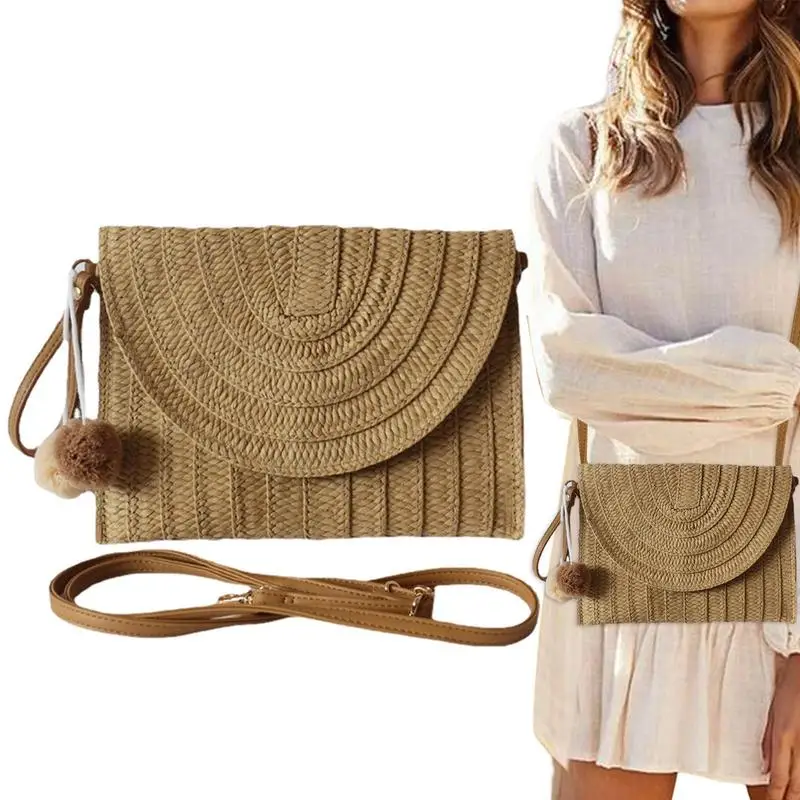 

Straw Beach Bag Rattan Women Beach Handbags Handwoven Rattan Clutch With Weaving Process For Wallets Shopping Mobile Phones