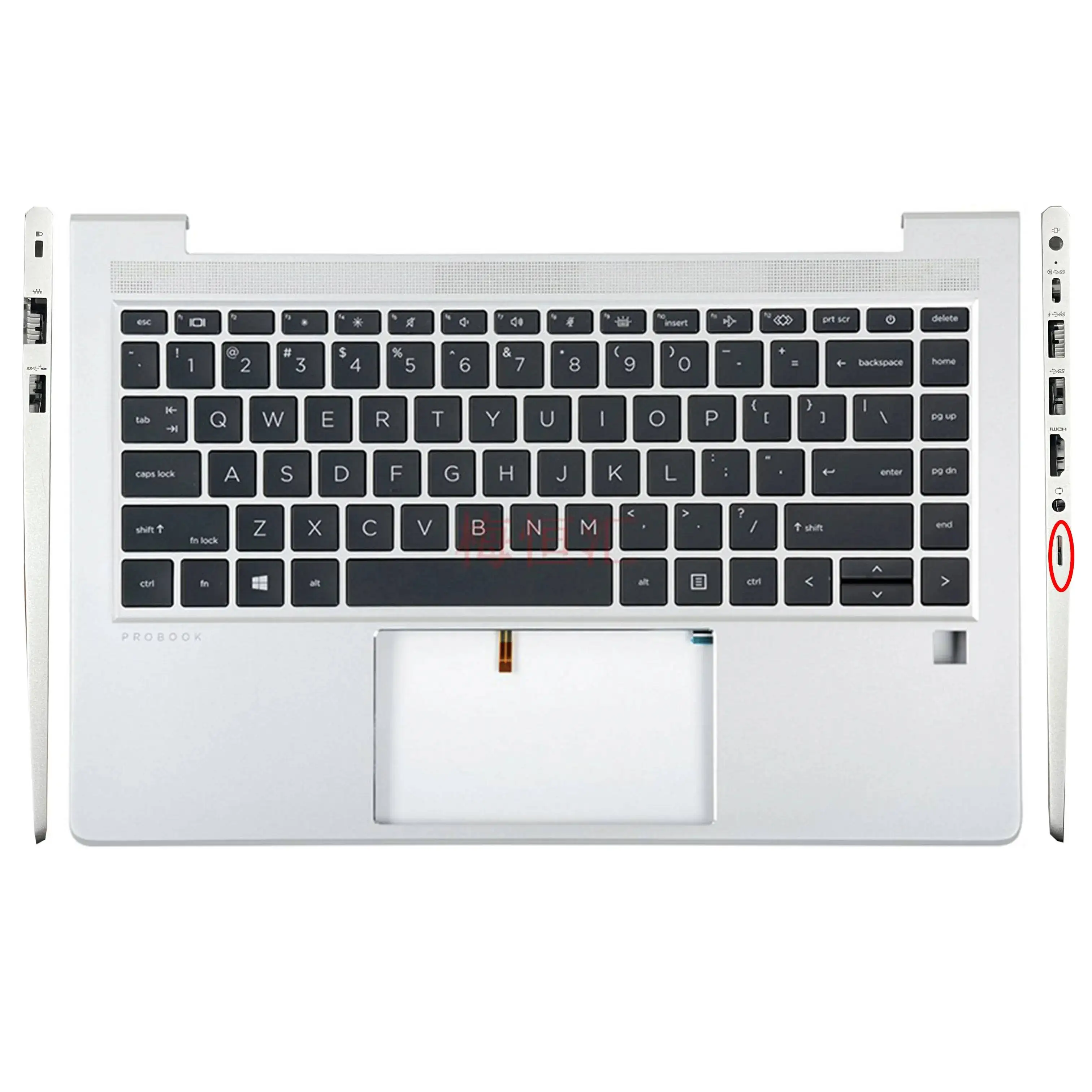 Фото Новая оригинальная американская испанская клавиатура для ноутбуков HP Probook G8 440 G9 445R Zhan66 14 G4 G5 X8Q, верхняя крышка с подсветкой (пальмрест) №3