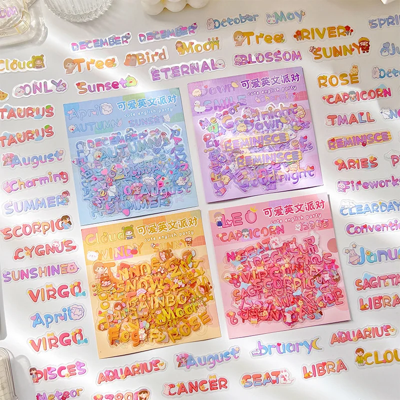 

Journamm 40pcs/pack Kawaii Alphabet Sticker DIY Junk Journal Scrapbooking Supplies PET Waterproof Stationery Decor Cute Stickers