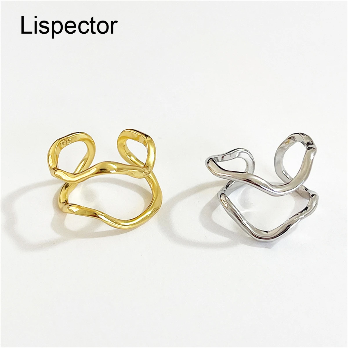 

Lispector 925 Sterling Silver Korean Simple Hollow Lines Rings for Women Chic Irregular Geometric Ring Hip Hop Female Jewelry