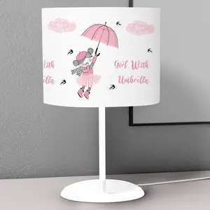 Cute Girl Umbrella Kids Bedroom Nightstand Night Desktop Lamp Decorative Lampshade Book Reading Light Lantern Bedside