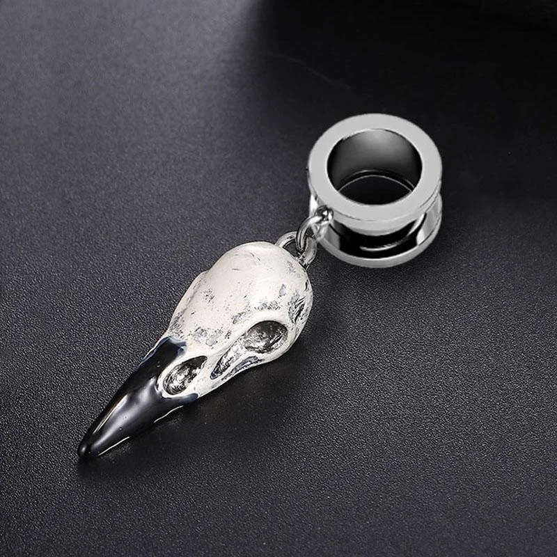 

1Pc Skull Crow Pendant Ear Tunnel Plugs and Gauges Flesh Piercing Expander Plug Earrings