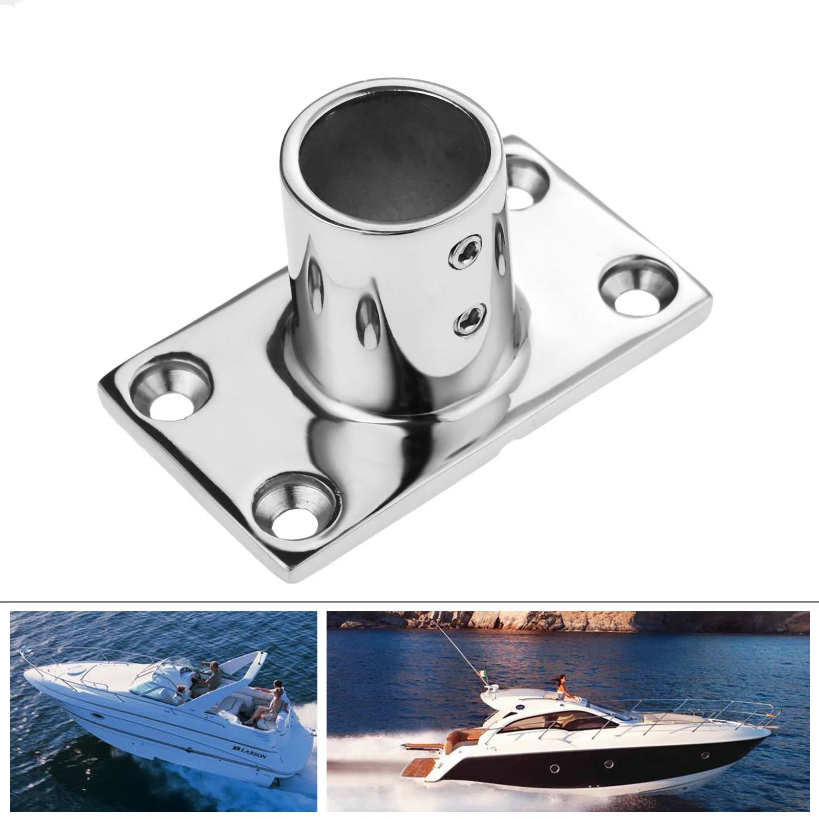 

316 Stainless Steel Marine Boat Hand Rail Fitting 90 Degree Rectangular Stanchion Base For 1"" 25mm Pipe Tube Boats Accessories