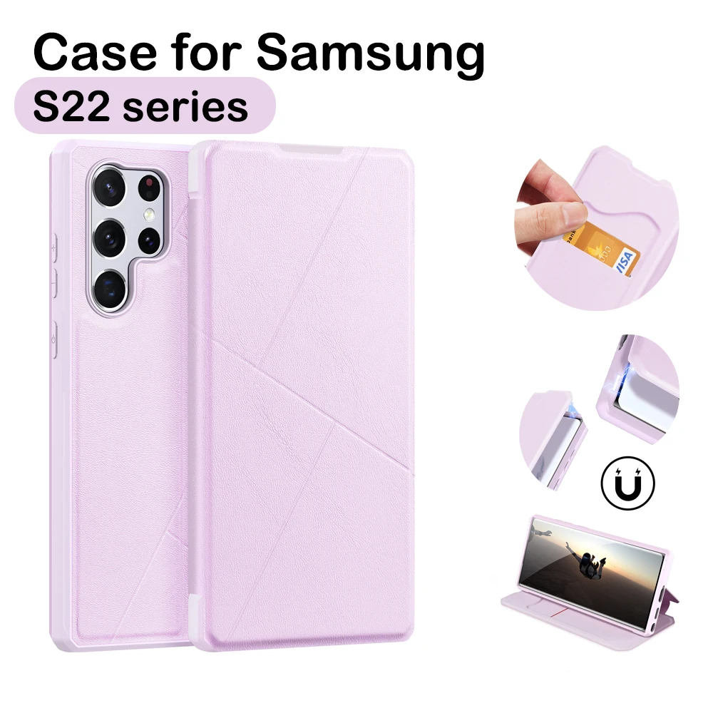 

Магнитный кожаный чехол для Samsung Galaxy S22 Ultra, чехлы, чехол для телефона с держателем для карт для Samsung Galaxy S22 Plus S22U, чехол