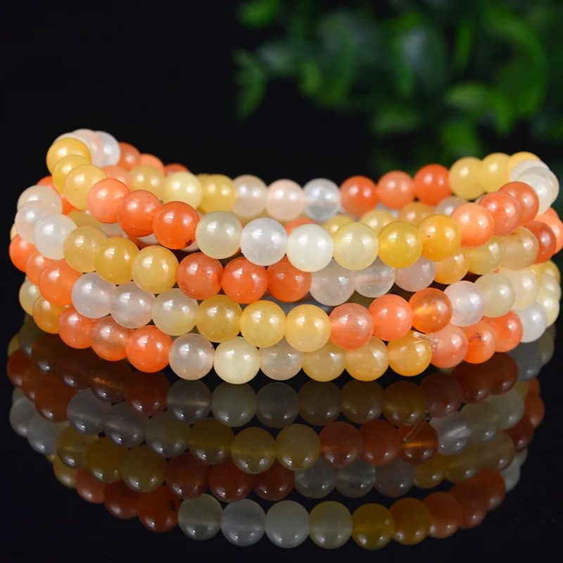 

Natural Colorful Jade Bracelet 108 Bead Mala Xinjiang Golden Silk Jades Round Bead Elastic Beaded Bracelets Bangle Women Jewelry