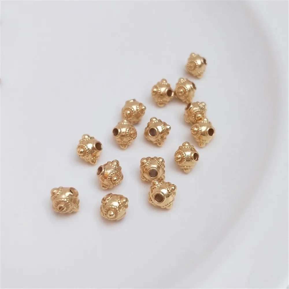 

14K plated gold filled 5.5mm retro four corners loose beads dragonfly eye beads diy bracelet earrings first accessories