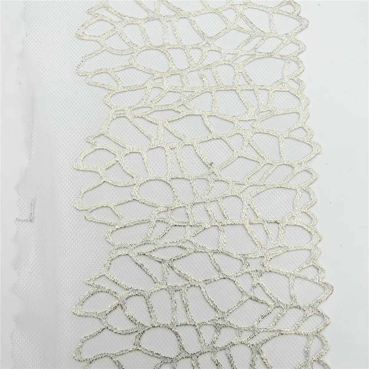 3 Ярд/партия Ширина 17 см белая кружевная отделка с мерцающей вышивкой из фольги