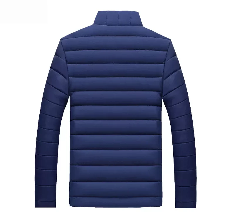 New2022 Autumn New Men's Down Jacket Parkas Solid Color Slim Fit Parkas Coat Cotton Padded Stand Collar Black Outerwear Coat