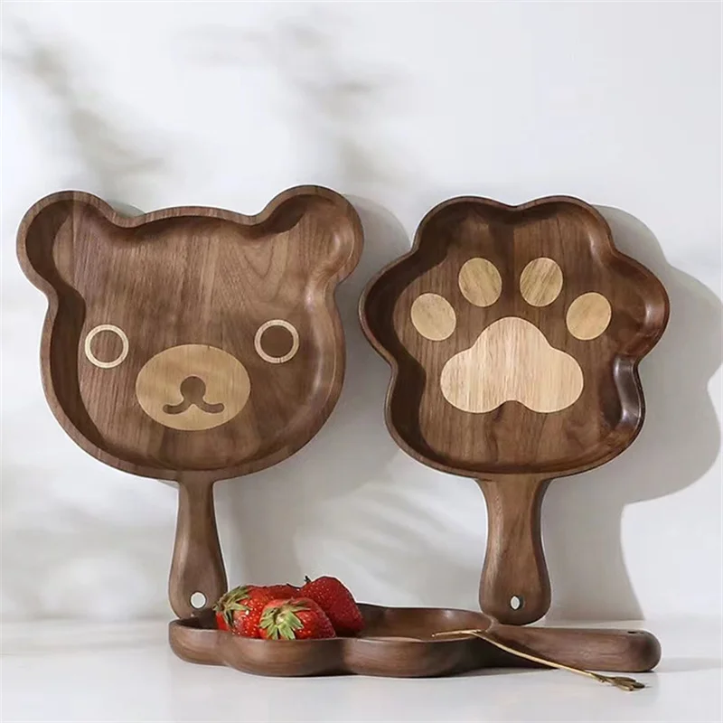 

Деревянный поднос в форме медведя, поднос для вечевечерние, конфет, фруктов, ярких цветов, деревянная тарелка, тарелка с мультяшным медведем