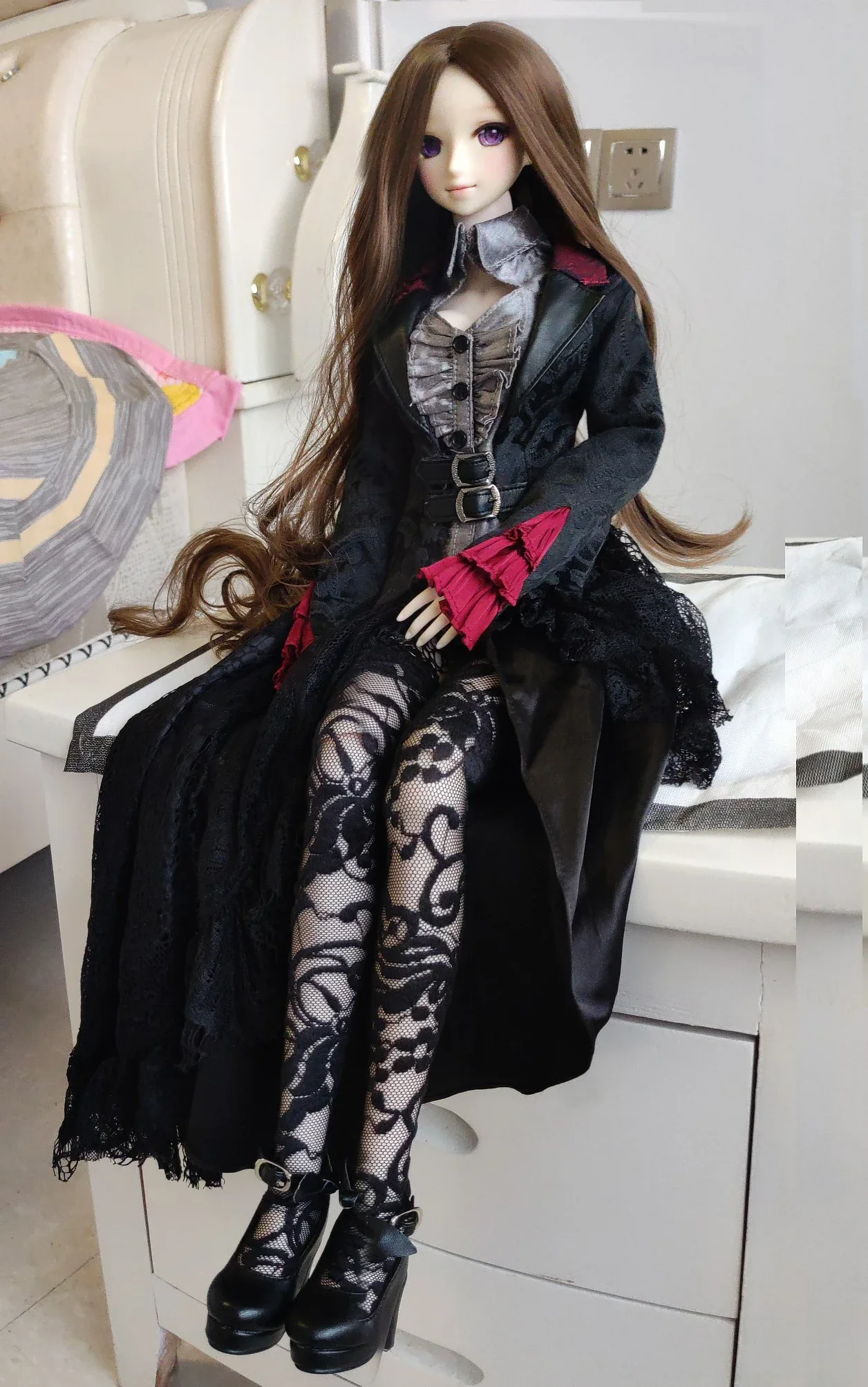 Аксессуары для кукол BJD DD SD MSD 1/3 черные белые туфли на высоком каблуке
