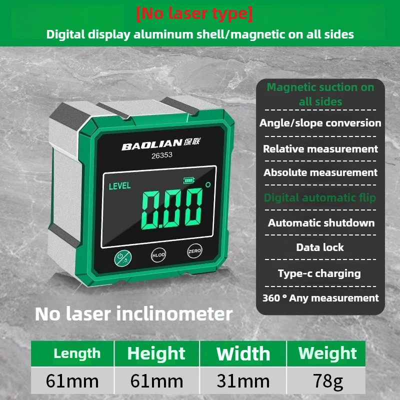 

Цифровой Нивелир BAOLIAN С Магнитоинклинометром И Разъемом Type-C, Инструмент Для Измерения Углов Без Лазера